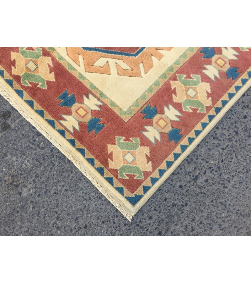 5x8 soft wool hand woven geometric rug, unique Bedroom Rug