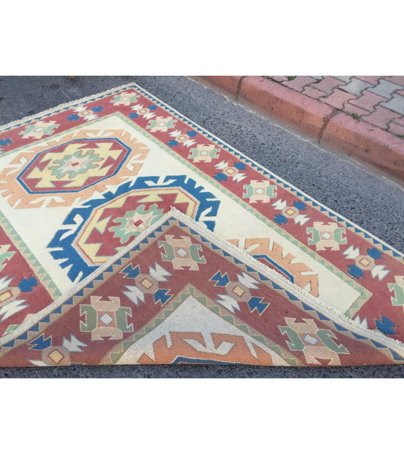 5x8 soft wool hand woven geometric rug, unique Bedroom Rug