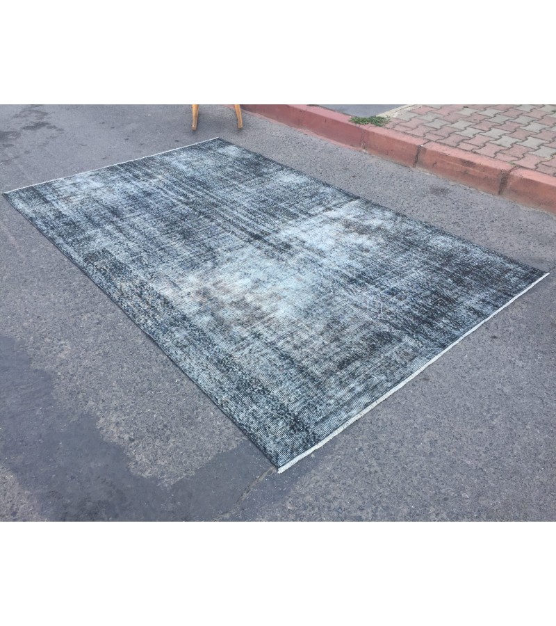 6x9 vintage bed plan rug, dark decor rug, distressed rug, 5'9 X 9'3 Handmade Rug