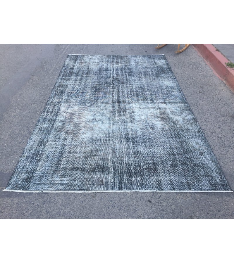 6x9 vintage bed plan rug, dark decor rug, distressed rug, 5'9 X 9'3 Handmade Rug