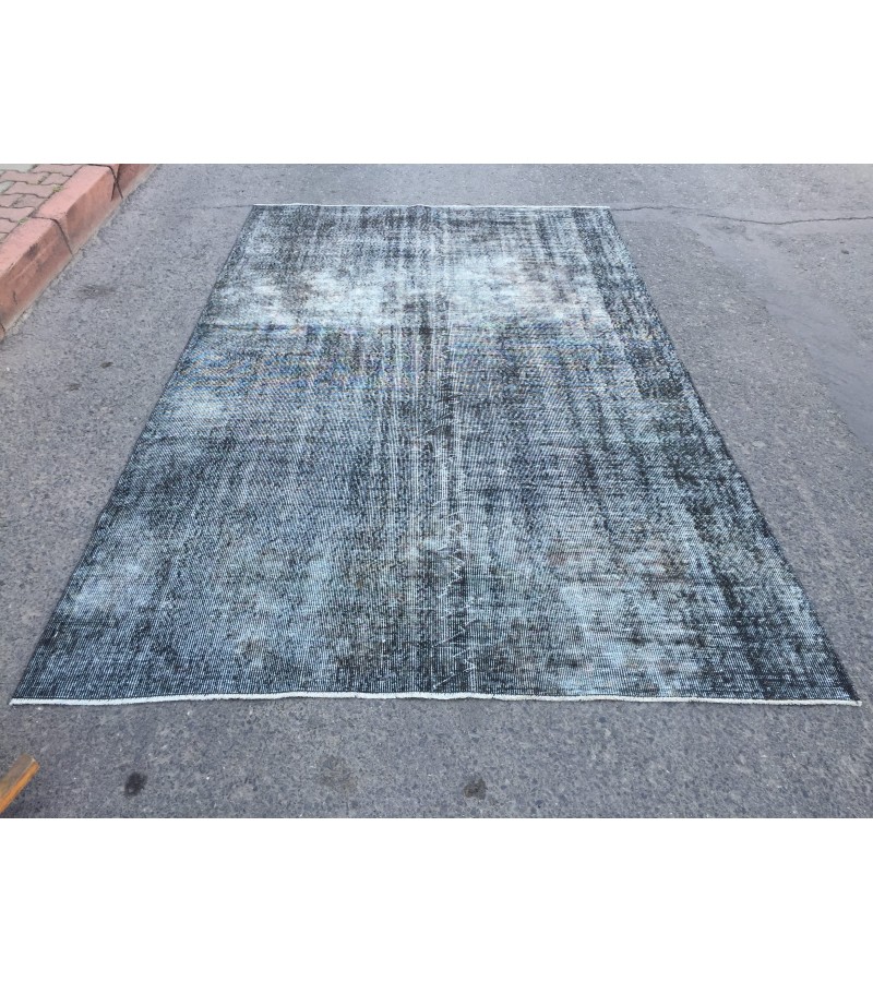 6x9 vintage bed plan rug, dark decor rug, distressed rug, 5'9 X 9'3 Handmade Rug