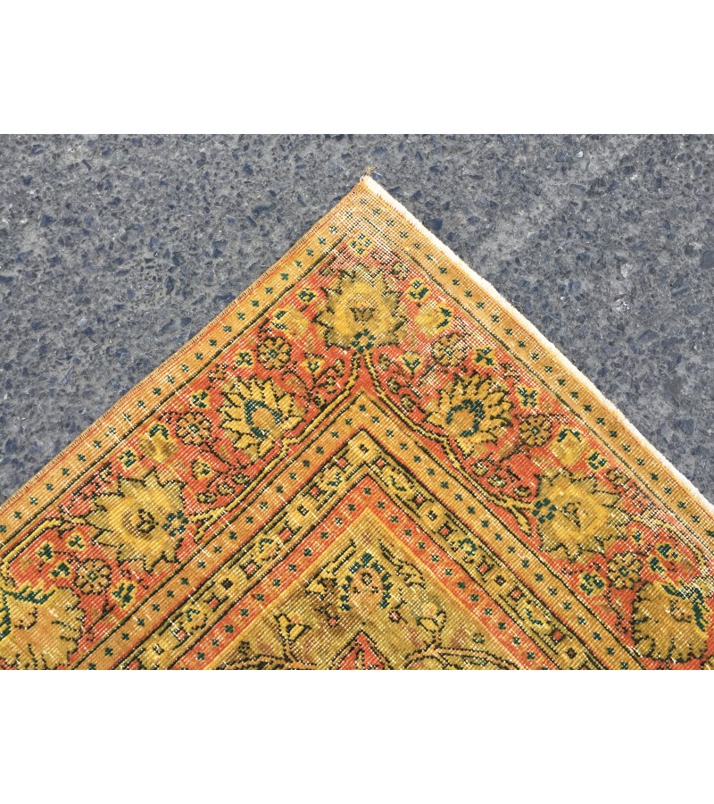 6x9 hand woven boho rug, Retro Living room rug, 6'5 X 8'8 Turkish rug