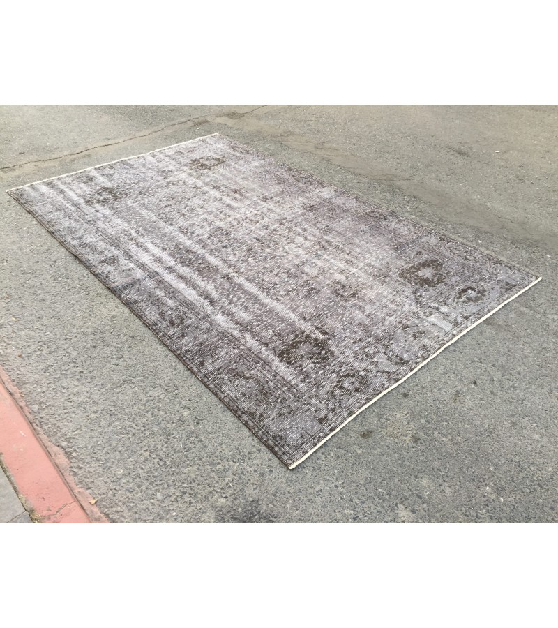 6x10 handmade wool rug, distressed rug, 6'1 X 9'11 dining room Rug