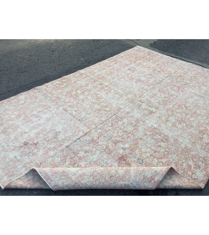 7x10 faded pattern rug, Handmade rug, area rug, 6'7 X 9'11 Vintage rug, Living room rug