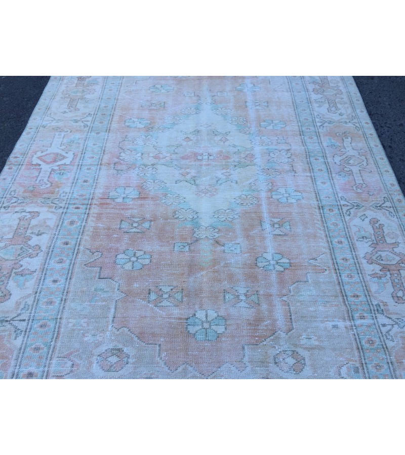 6x10 pastel bed plan rug, Handmade rug , 6' X 9'9 woven rug , living room rug