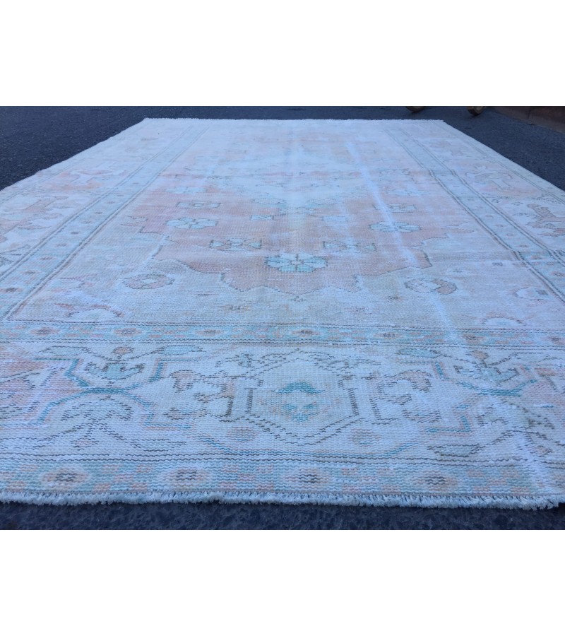 6x10 pastel bed plan rug, Handmade rug , 6' X 9'9 woven rug , living room rug