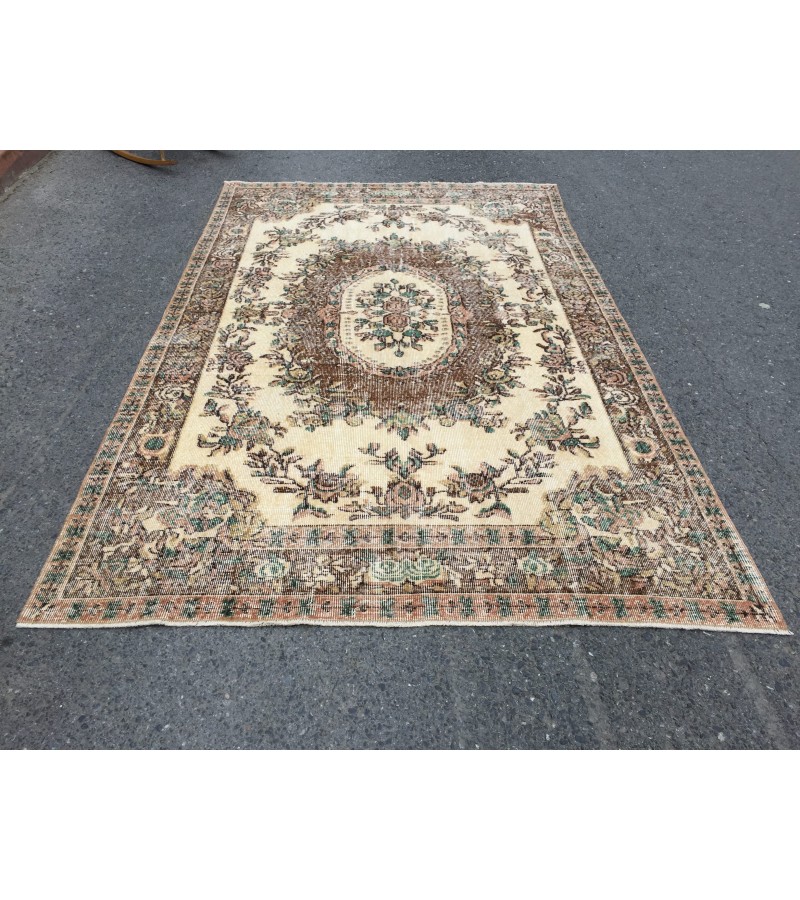 6x9 handmade Turkish rug, Vintage rug, Wool rug, 6'4 X 9'1 bedroom rug