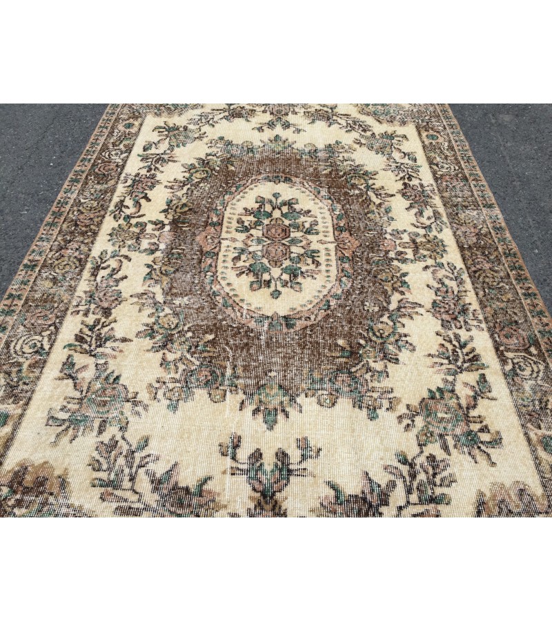 6x9 handmade Turkish rug, Vintage rug, Wool rug, 6'4 X 9'1 bedroom rug