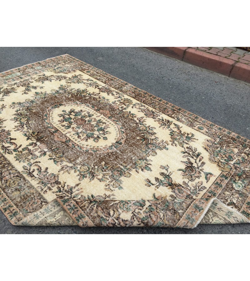 6x9 handmade Turkish rug, Vintage rug, Wool rug, 6'4 X 9'1 bedroom rug