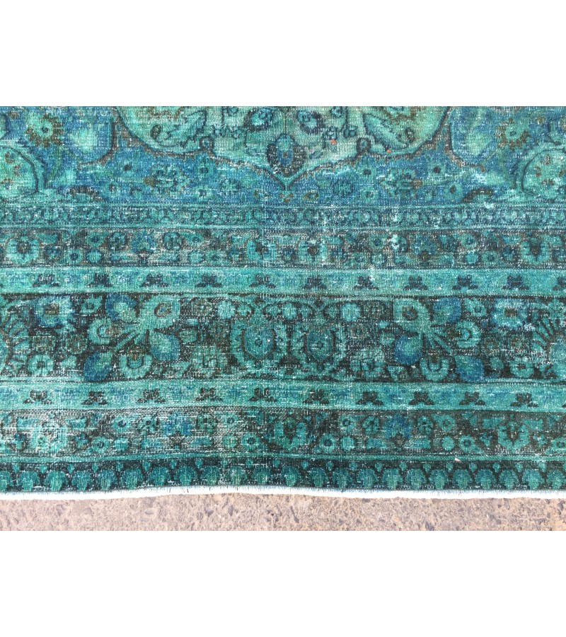 9x12 vintage Persian rug, teal area rug, 8'11 X 12'2 hand Woven rug , Living room rug