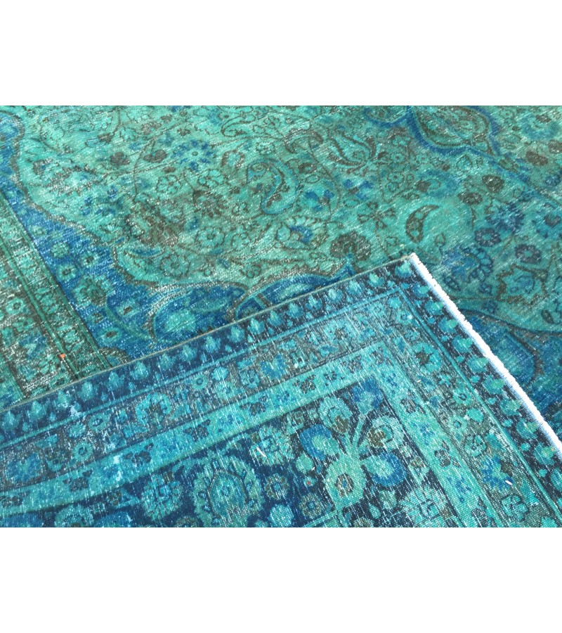9x12 vintage Persian rug, teal area rug, 8'11 X 12'2 hand Woven rug , Living room rug