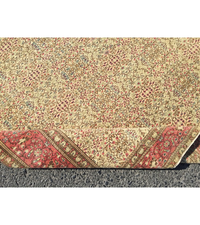 6x9 beige red dining room rug, retro minimal rug, 6'3 X 9'4 area rug