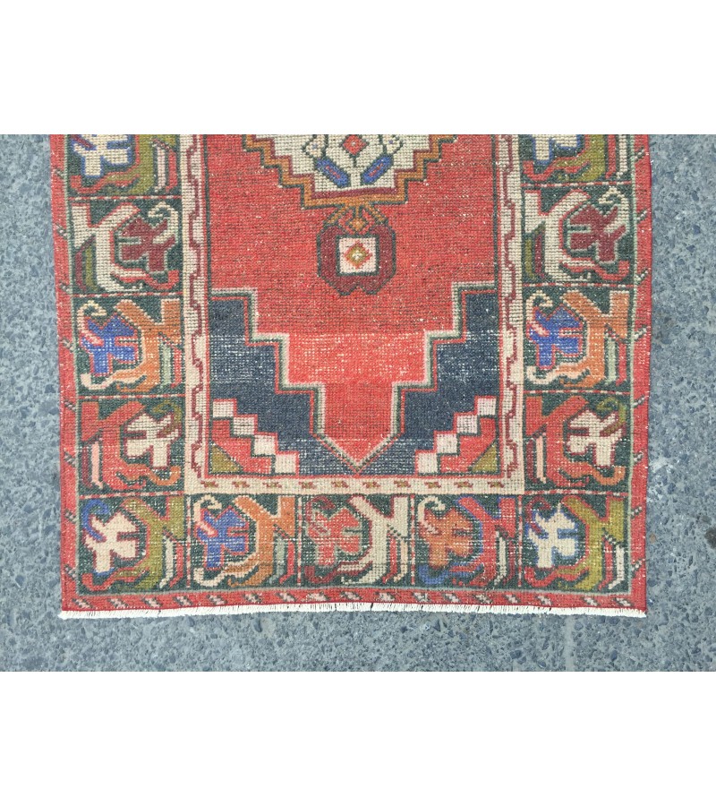 3x9 Turkish corridor rug, wool red runner , 2'10 X 9'1 Handmade Runner