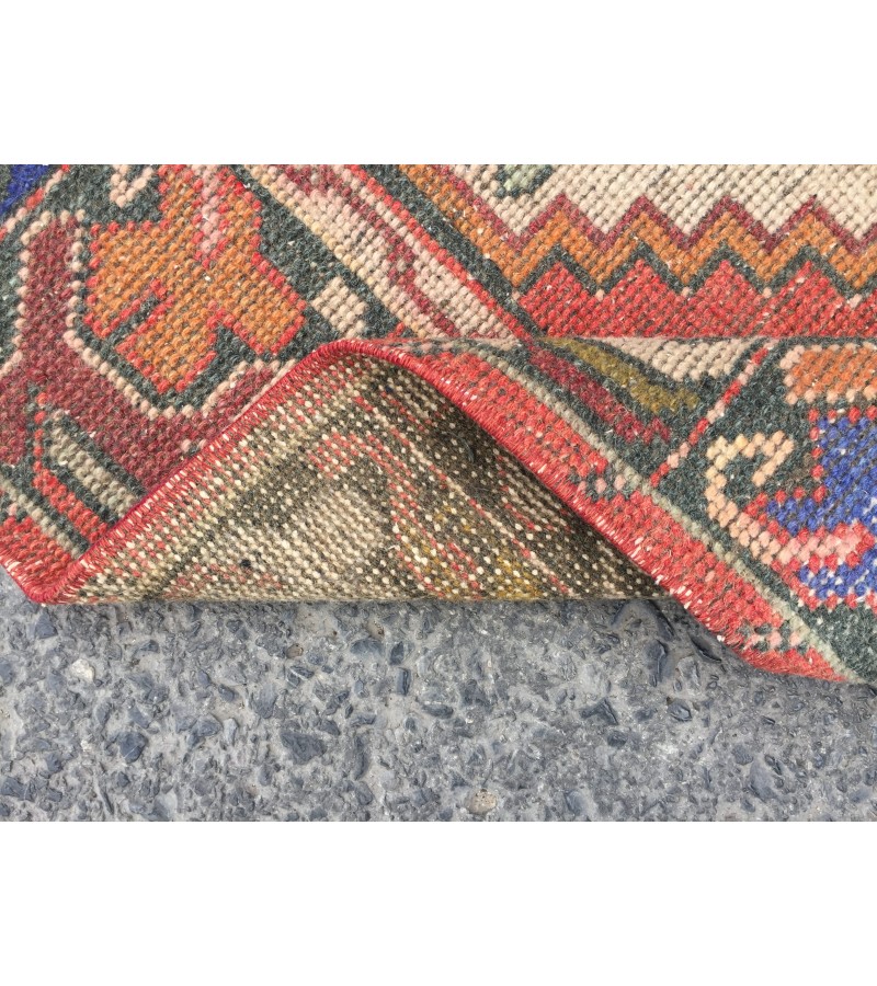 3x9 Turkish corridor rug, wool red runner , 2'10 X 9'1 Handmade Runner