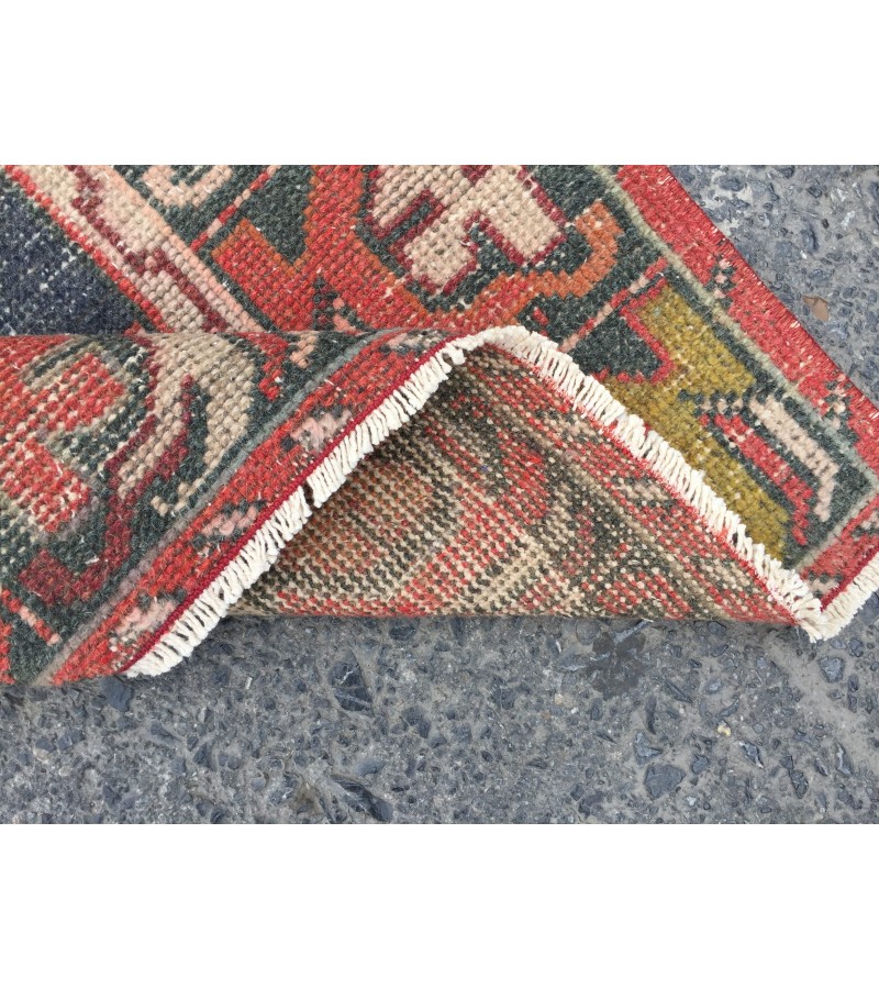 3x9 Turkish corridor rug, wool red runner , 2'10 X 9'1 Handmade Runner