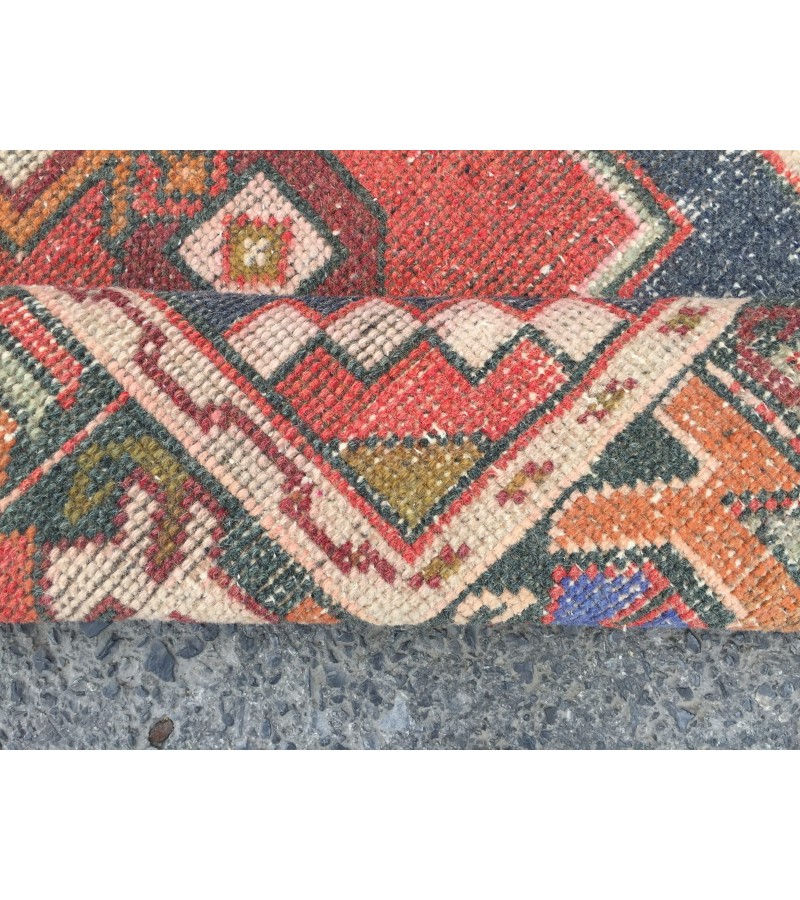 3x9 Turkish corridor rug, wool red runner , 2'10 X 9'1 Handmade Runner