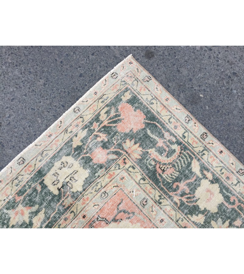 9x11 abstract pastel red rug, Turkish rug, Oriental rug, 8'6 X 10'11 Handmade Area rug