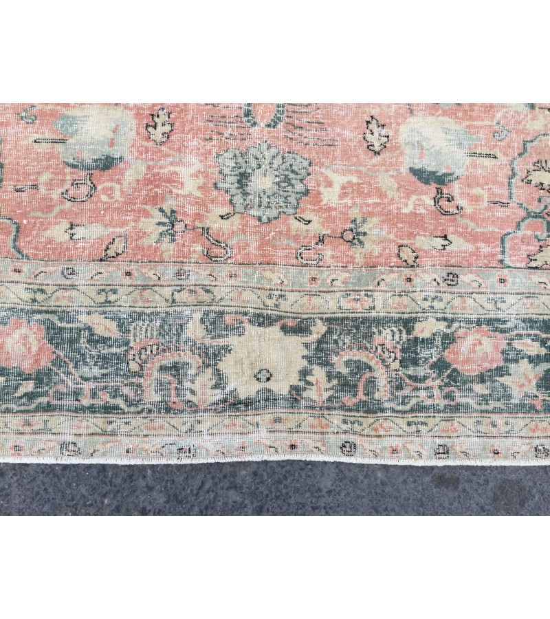 9x11 abstract pastel red rug, Turkish rug, Oriental rug, 8'6 X 10'11 Handmade Area rug