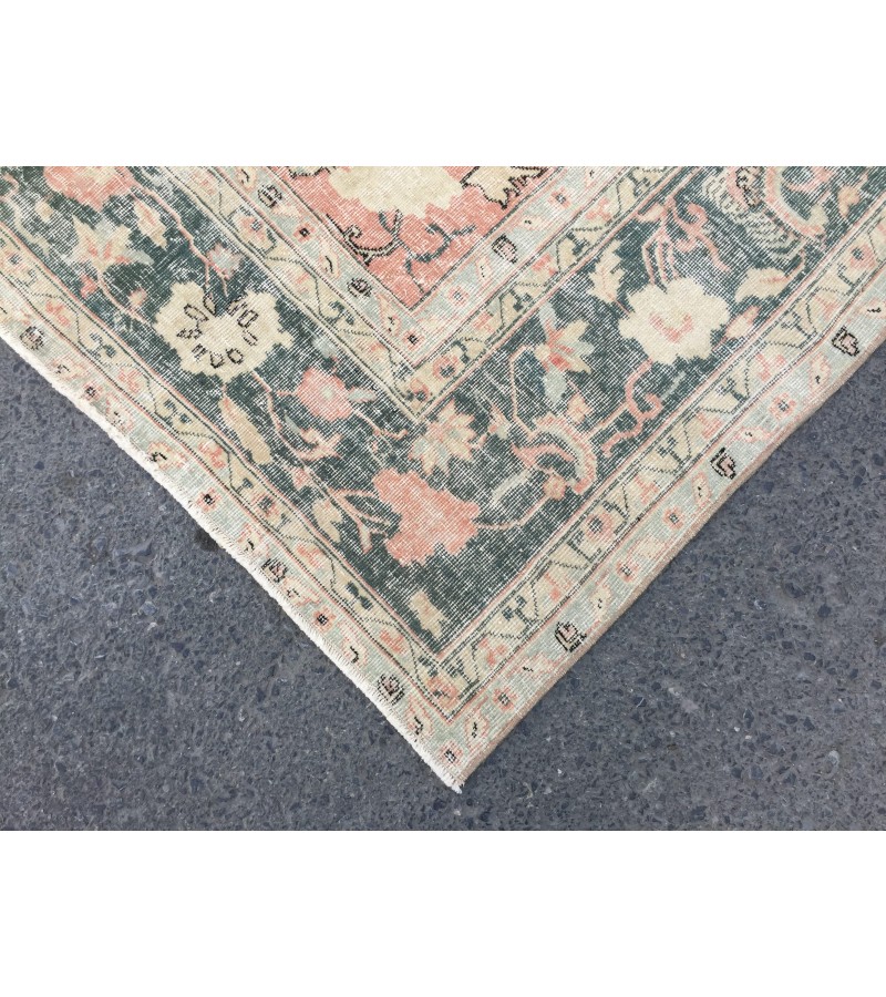 9x11 abstract pastel red rug, Turkish rug, Oriental rug, 8'6 X 10'11 Handmade Area rug