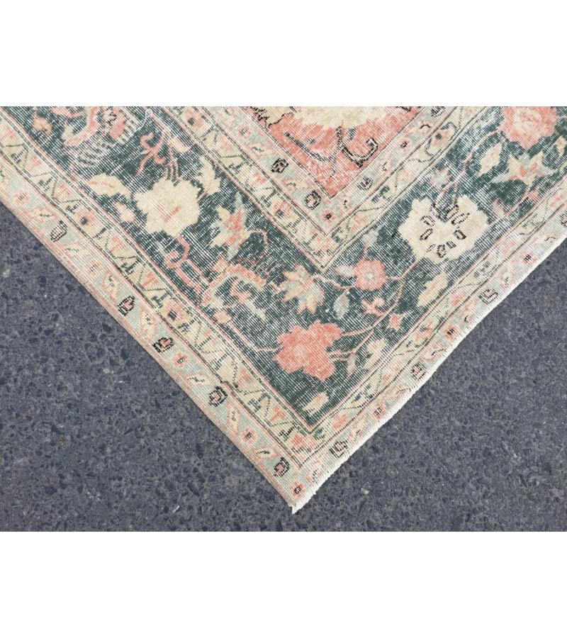 9x11 abstract pastel red rug, Turkish rug, Oriental rug, 8'6 X 10'11 Handmade Area rug