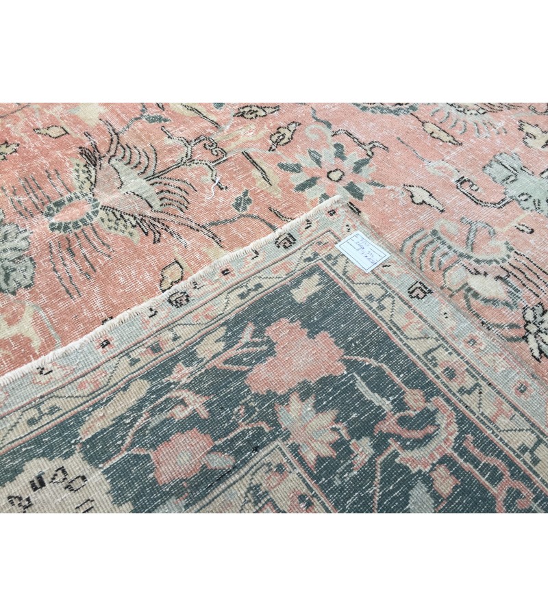 9x11 abstract pastel red rug, Turkish rug, Oriental rug, 8'6 X 10'11 Handmade Area rug