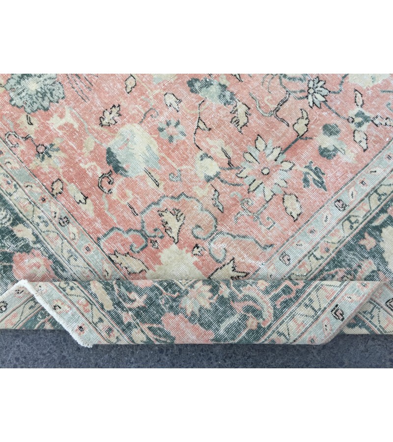 9x11 abstract pastel red rug, Turkish rug, Oriental rug, 8'6 X 10'11 Handmade Area rug