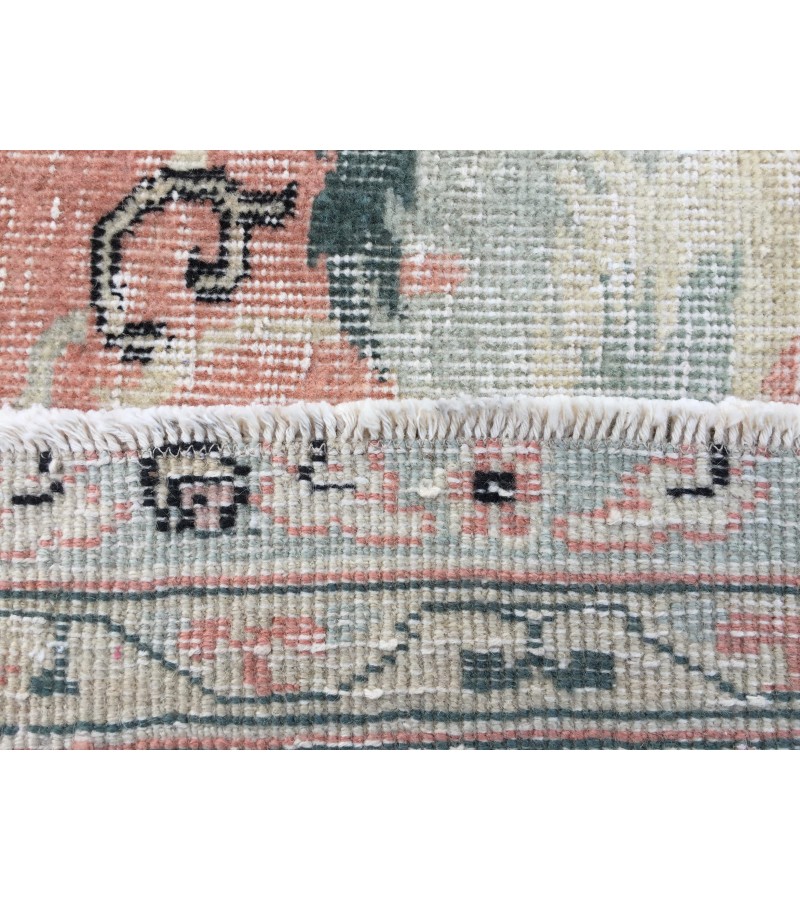 9x11 abstract pastel red rug, Turkish rug, Oriental rug, 8'6 X 10'11 Handmade Area rug