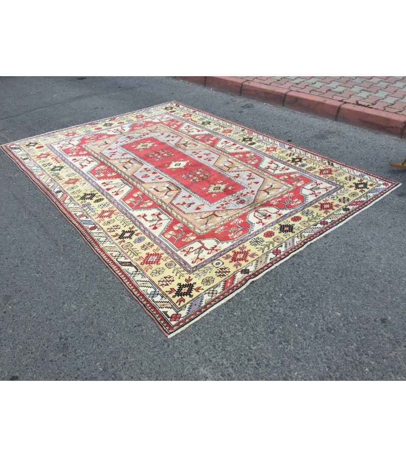 7x9 geometric home decor rug, abstract rug, handmade rug, 6'9 X 9'4 living room rug