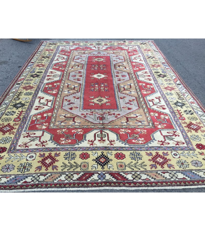 7x9 geometric home decor rug, abstract rug, handmade rug, 6'9 X 9'4 living room rug