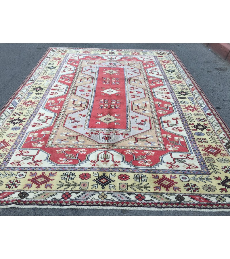 7x9 geometric home decor rug, abstract rug, handmade rug, 6'9 X 9'4 living room rug