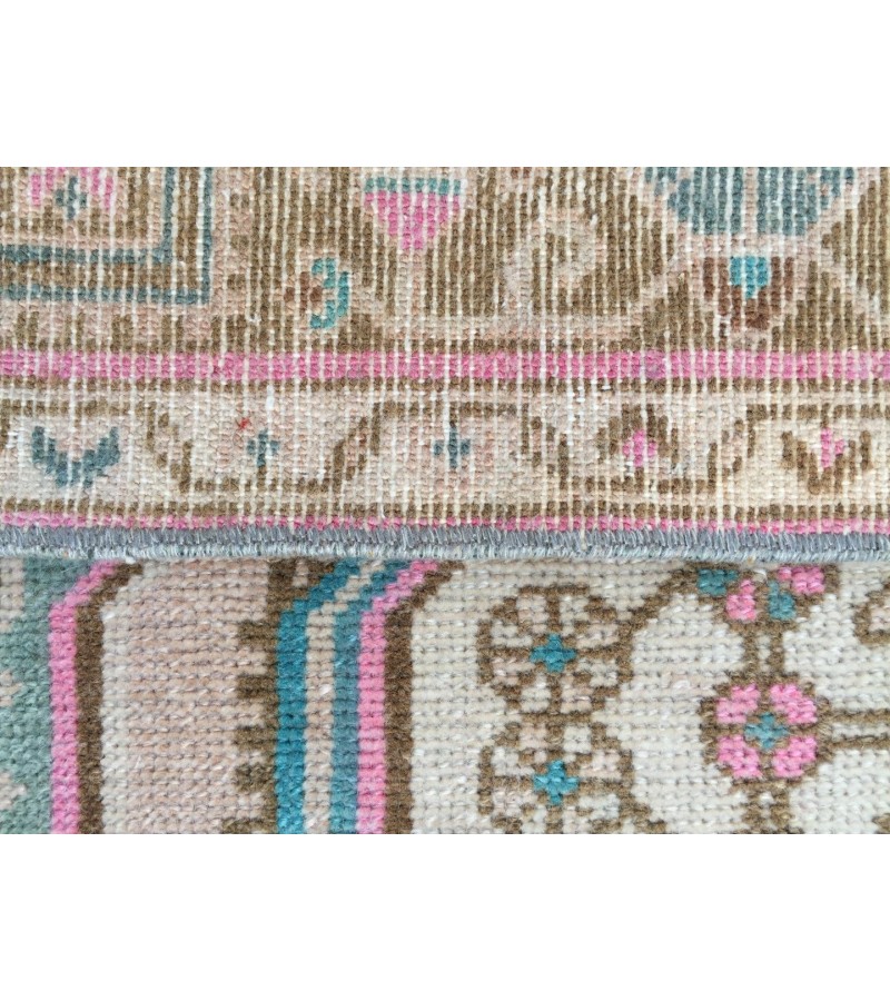 Wonderfull woven runner 3.5x10 ,brown pink Runner rug , turkish oushak runner , 3'5 X 10' vintage long rug