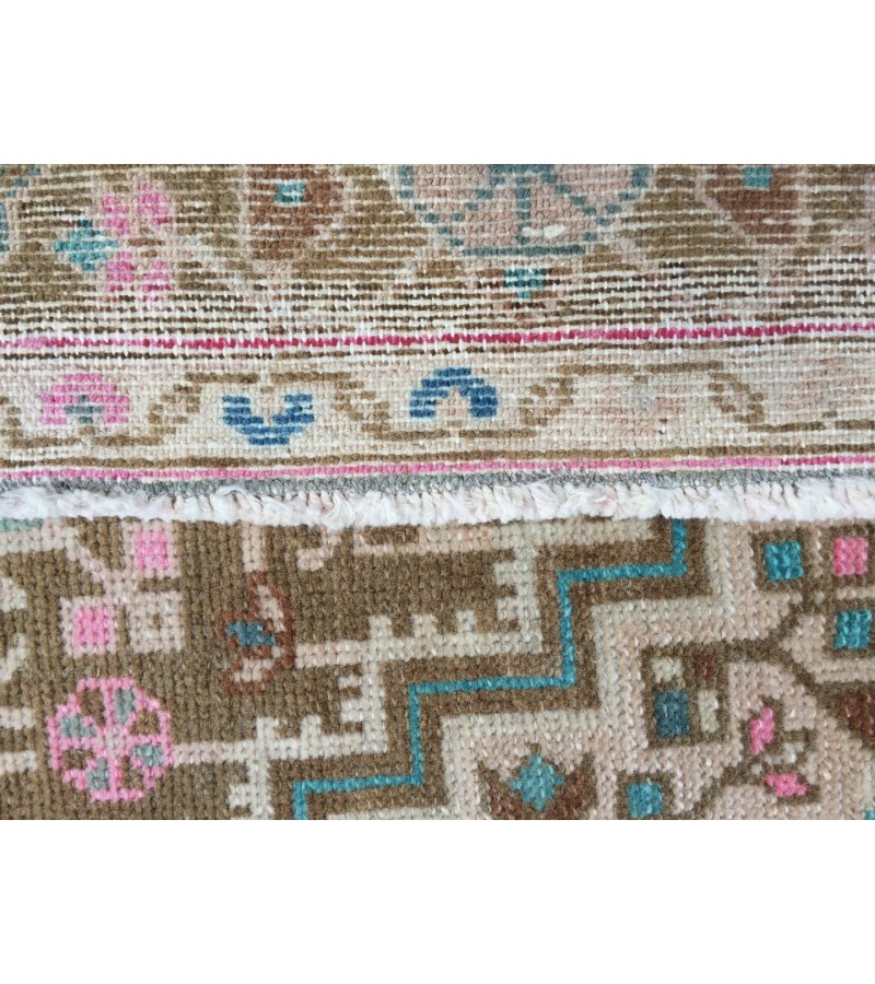 Wonderfull woven runner 3.5x10 ,brown pink Runner rug , turkish oushak runner , 3'5 X 10' vintage long rug