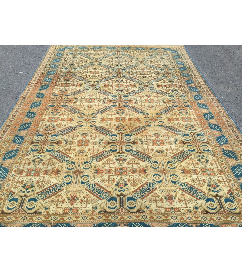 6x9 handmade wool rug, geometric living room rug, area rug, 6'5 X 9'5 bedroom rug