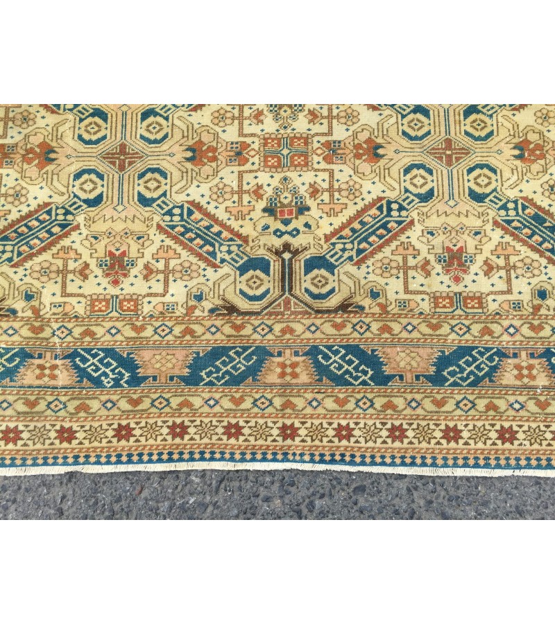 6x9 handmade wool rug, geometric living room rug, area rug, 6'5 X 9'5 bedroom rug