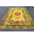 6x10 rustic yellow rug, hand woven rug, yellow green rug, 6'5 X 9'6 boho vintage rug