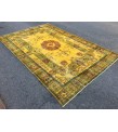 6x10 rustic yellow rug, hand woven rug, yellow green rug, 6'5 X 9'6 boho vintage rug