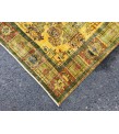 6x10 rustic yellow rug, hand woven rug, yellow green rug, 6'5 X 9'6 boho vintage rug