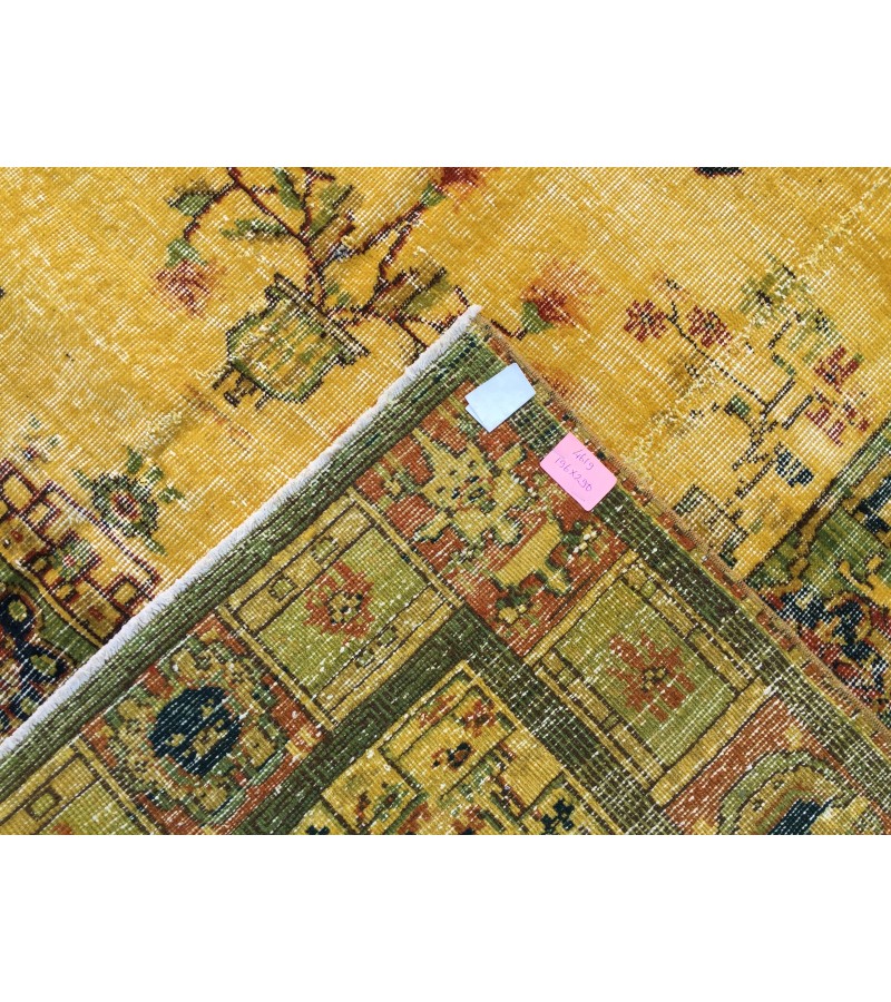 6x10 rustic yellow rug, hand woven rug, yellow green rug, 6'5 X 9'6 boho vintage rug