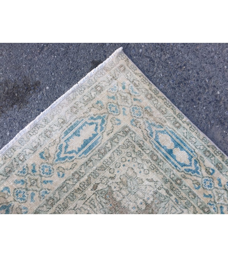 7x10 blue beige rug, rug for living room , Turkish rug, Oriental rug, 6'10 X 10'1 Handmade rug ,distressed rug