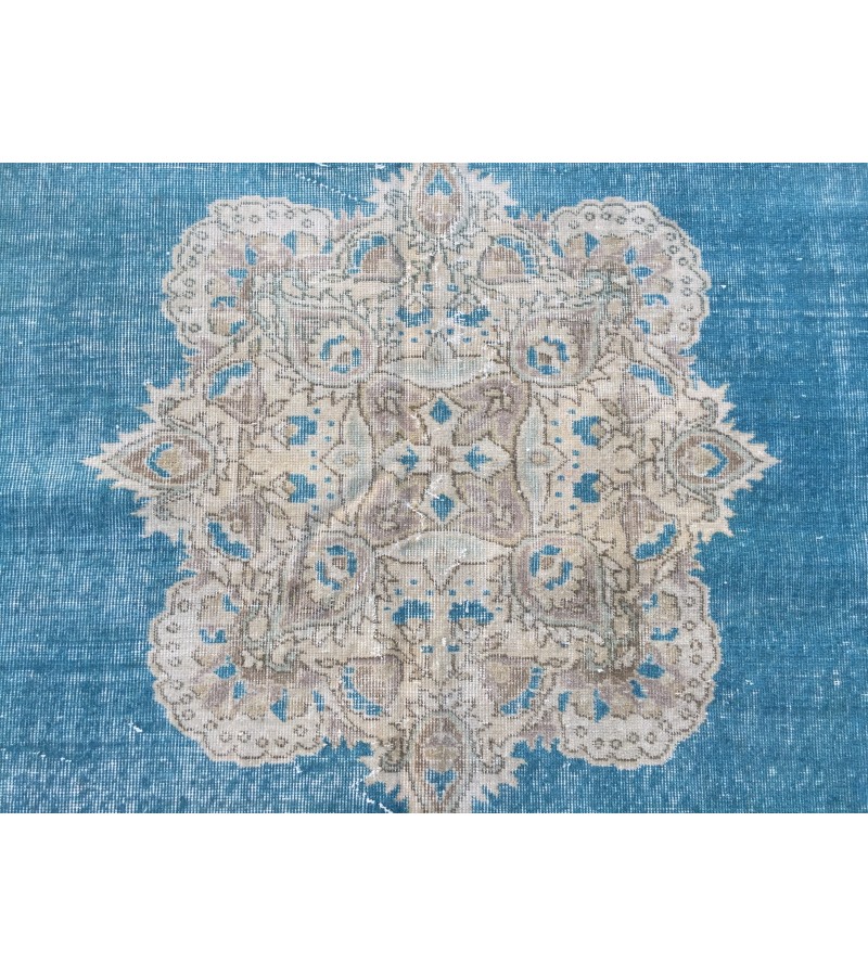 7x10 blue beige rug, rug for living room , Turkish rug, Oriental rug, 6'10 X 10'1 Handmade rug ,distressed rug