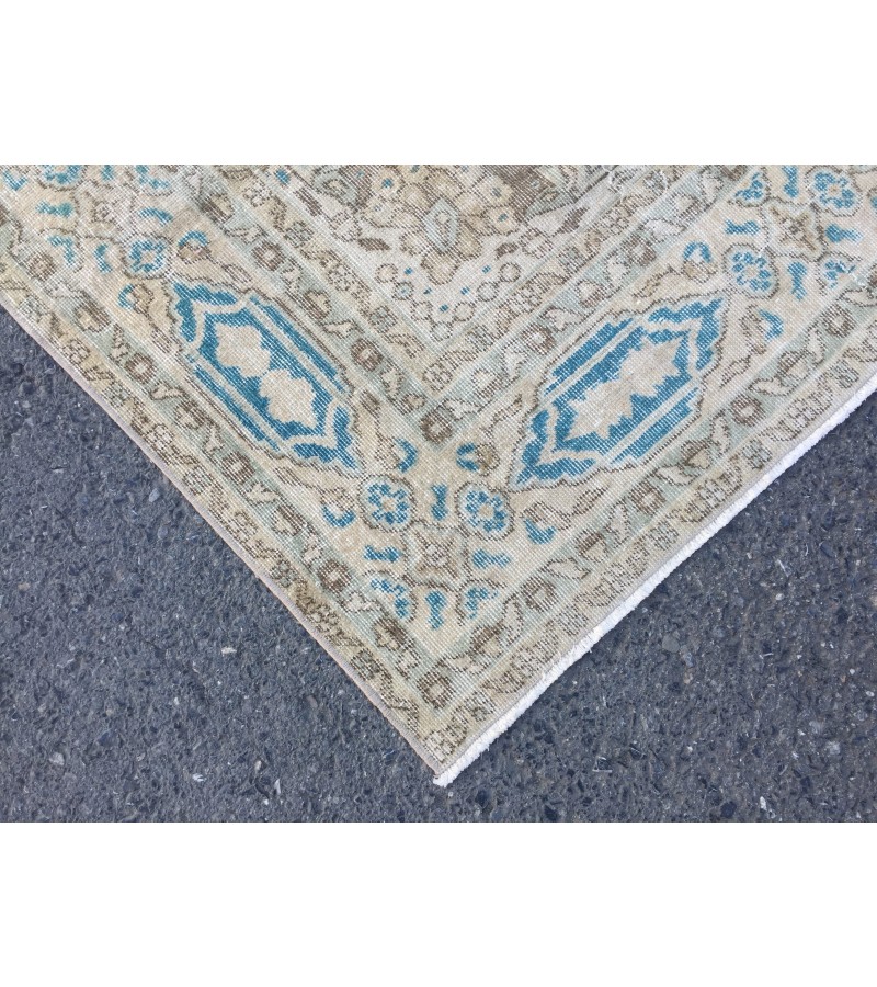 7x10 blue beige rug, rug for living room , Turkish rug, Oriental rug, 6'10 X 10'1 Handmade rug ,distressed rug