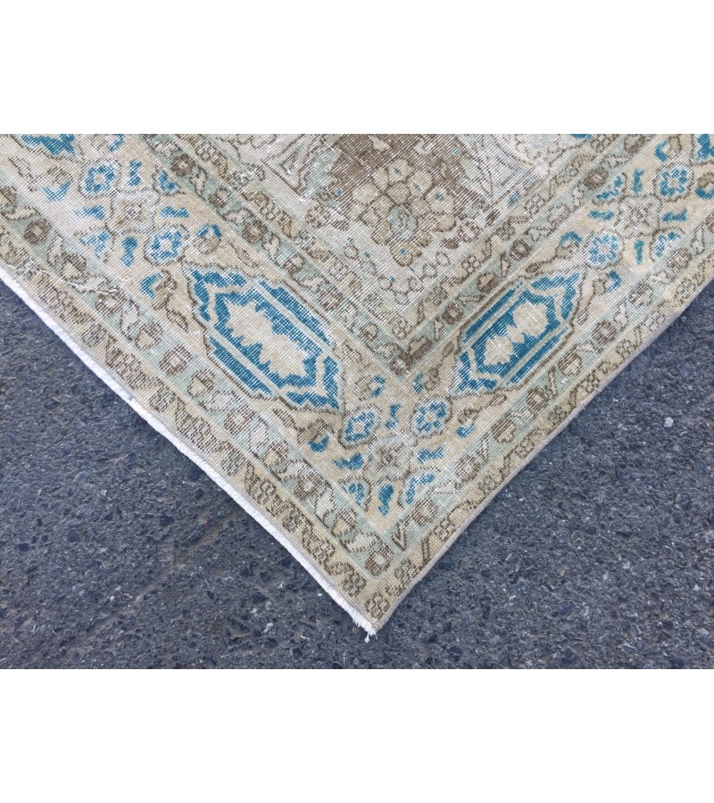 7x10 blue beige rug, rug for living room , Turkish rug, Oriental rug, 6'10 X 10'1 Handmade rug ,distressed rug