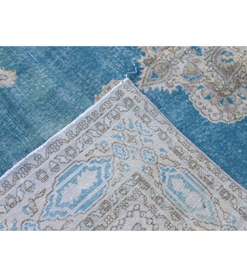 7x10 blue beige rug, rug for living room , Turkish rug, Oriental rug, 6'10 X 10'1 Handmade rug ,distressed rug