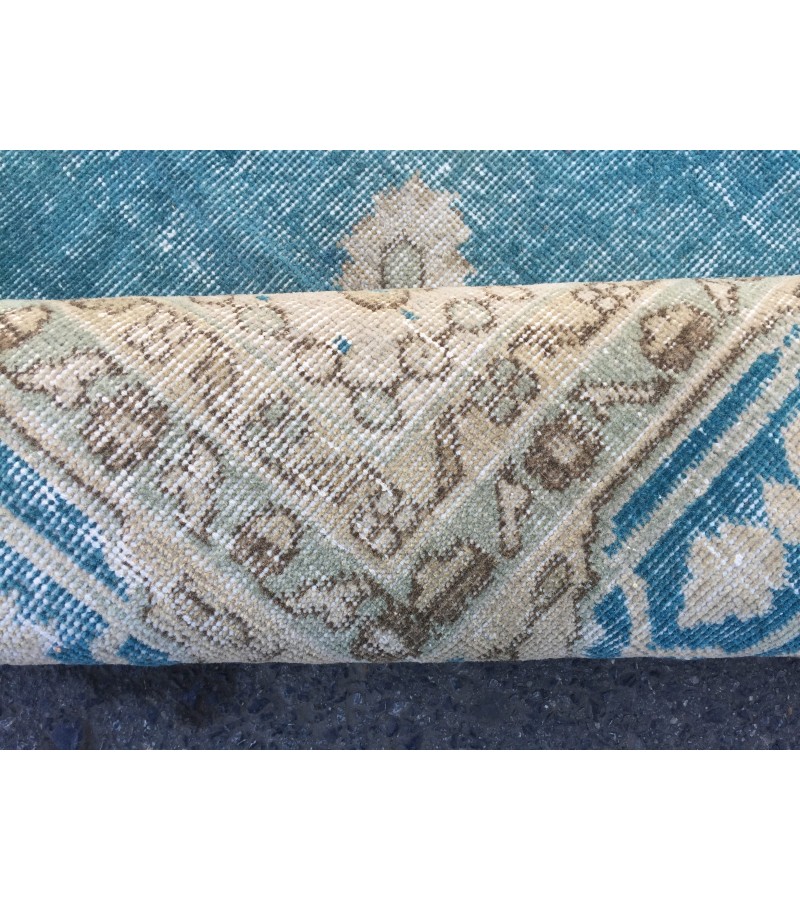 7x10 blue beige rug, rug for living room , Turkish rug, Oriental rug, 6'10 X 10'1 Handmade rug ,distressed rug