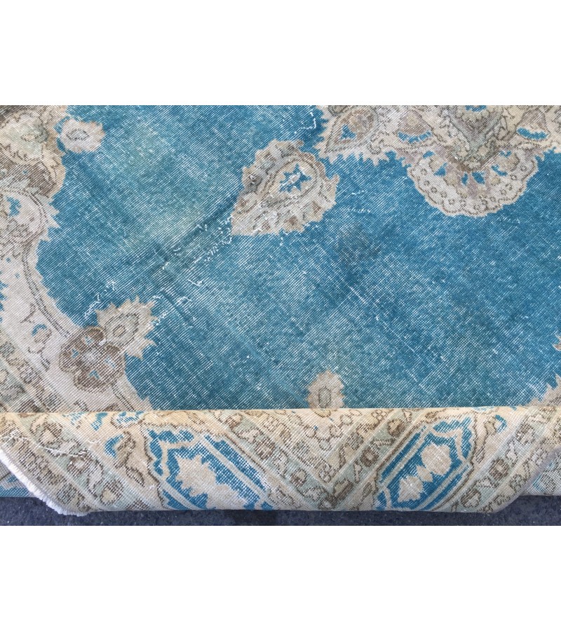 7x10 blue beige rug, rug for living room , Turkish rug, Oriental rug, 6'10 X 10'1 Handmade rug ,distressed rug