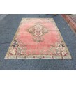 5x7 pastel red beige woven rug, dining room rug, Handmade Turkish Rug , 4'9 X 7'5 Vintage Rug