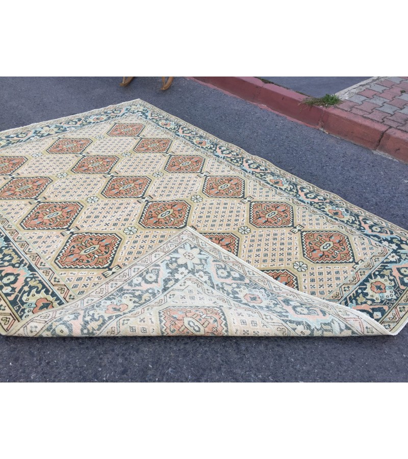 6x9 geometric unique rug, retro rug, woven rug , 6'4 X 9'1 Rug for living room