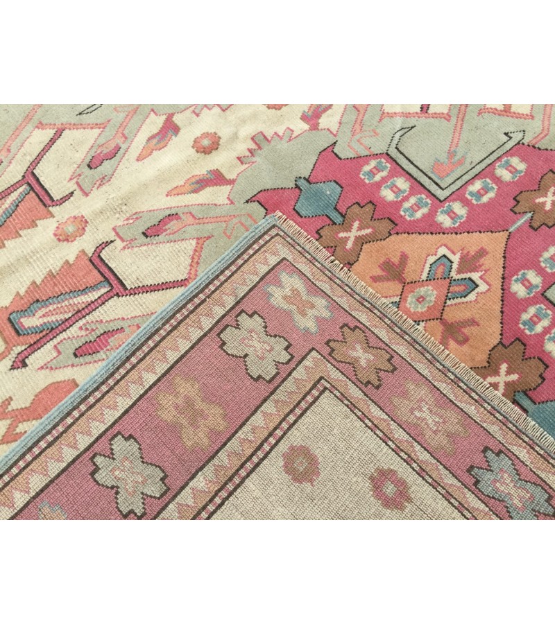 6x7 abstract area rug, beige pink rug, 5'9 X 7'1 bedroom rug, rug, geometric wool rug