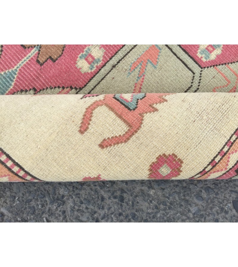 6x7 abstract area rug, beige pink rug, 5'9 X 7'1 bedroom rug, rug, geometric wool rug