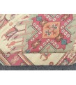 6x7 abstract area rug, beige pink rug, 5'9 X 7'1 bedroom rug, rug, geometric wool rug